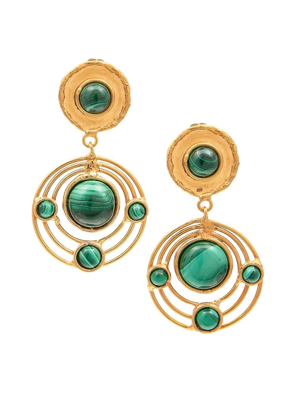 Sylvia Toledano Paris Ellipse 22K Gold-plated Malachite Drop Earrings Green